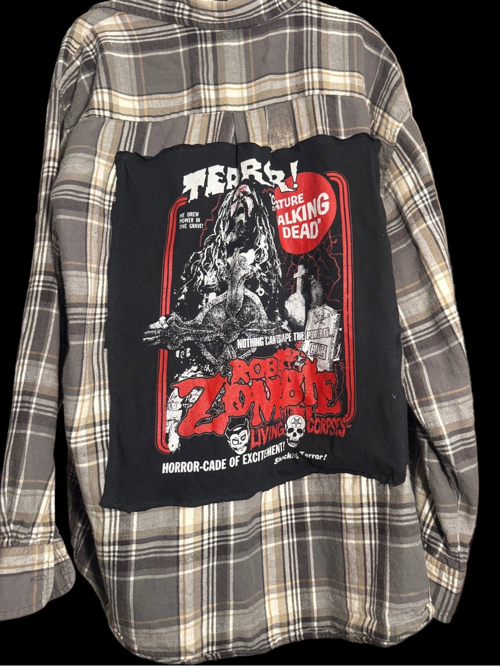Upcycled Rob Zombie Horror Plaid Flannel XL